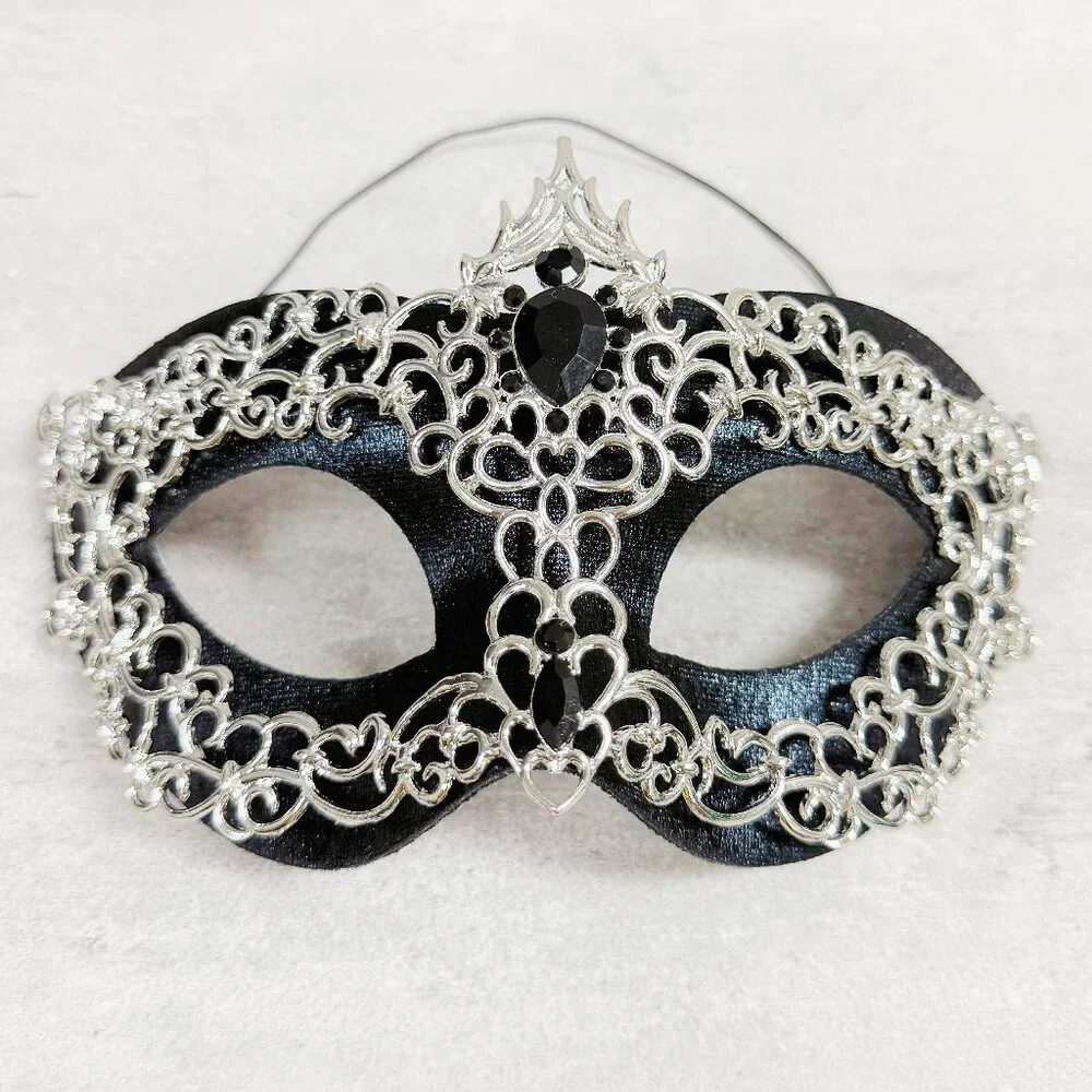 Silver black mask, Masquerade mask, Cosplay mask, ball party mask, Prom mask